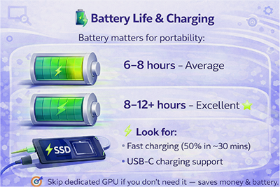 Laptop battery life comparison for everyday and professional use