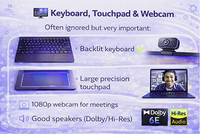 Laptop keyboard design highlighting comfort and typing experience