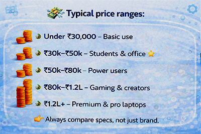 Laptop price range comparison from budget to premium models