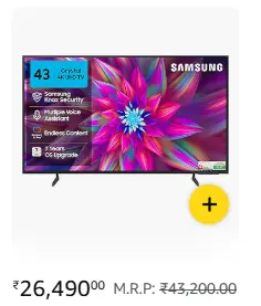 Samsung 43 inch Crystal 4K Vista Pro Smart LED TV front view
