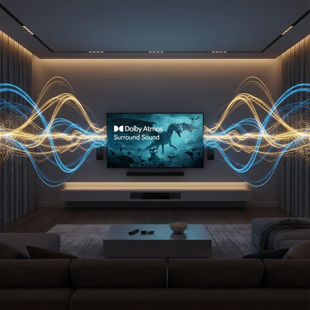 Smart TV immersive sound quality with Dolby Atmos surround sound effect