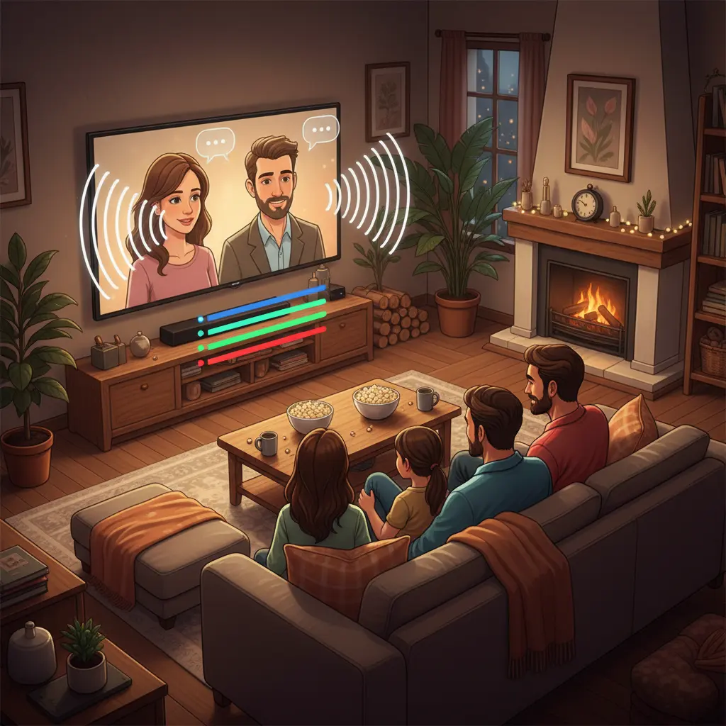 Clear dialogue and balanced sound experience on smart TV in home setup